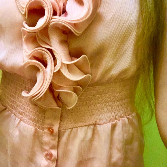 BarbieCoreπ₯³HP Y2K BCX Vintage Sleeveless Satin Blush Pink Peach M Peplum Blouse - Picture 5 of 10